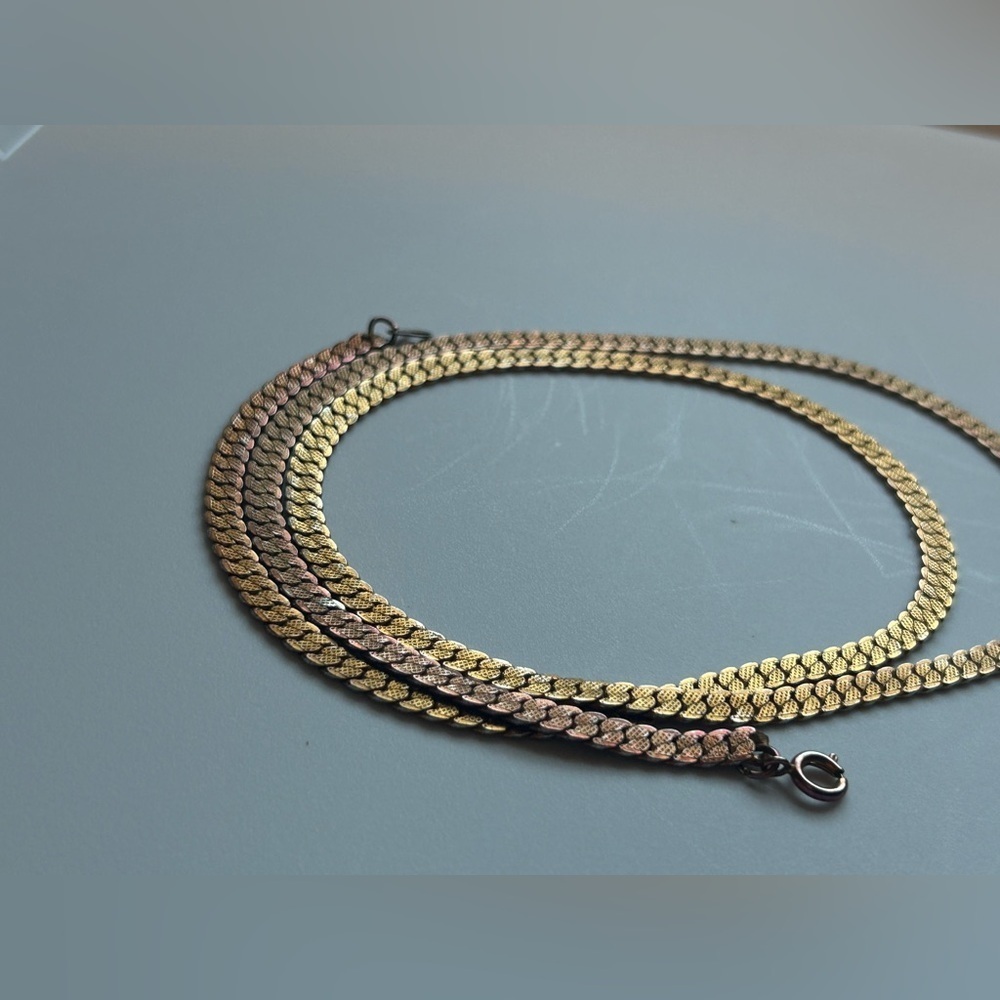 Gold Tone Vintage Chain Necklace Ross Long Gold Necklace - Picture 11 of 15